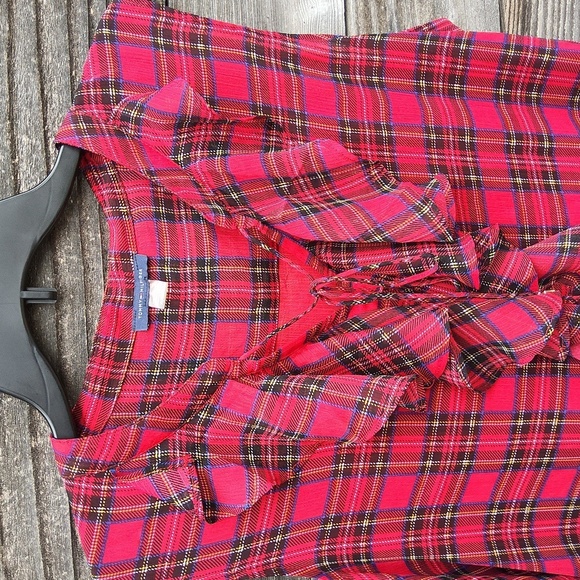 Tommy Hilfiger Red Tartan Pattern Sleevelees Blouse Size XL - Picture 3 of 9